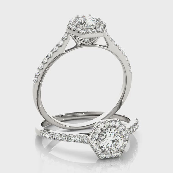 Six-Sided Halo Engagement Ring