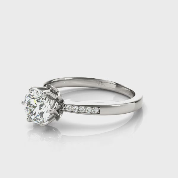 Side Stone Round Diamond Engagement Ring