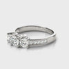 Pave Three-Stone Engagement Ring
