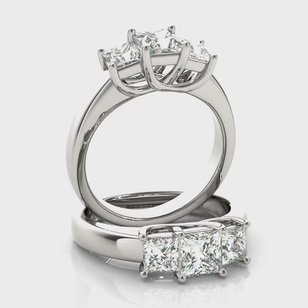 Princess-Cut Trellis Three-Stone Ring