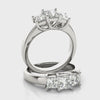 Princess-Cut Trellis Three-Stone Ring