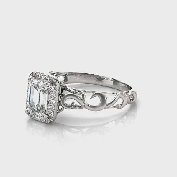 Solitaire Emerald Halo Engagement Ring