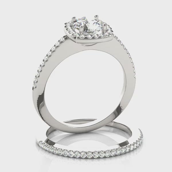 Square Halo Round Diamond Engagement Ring