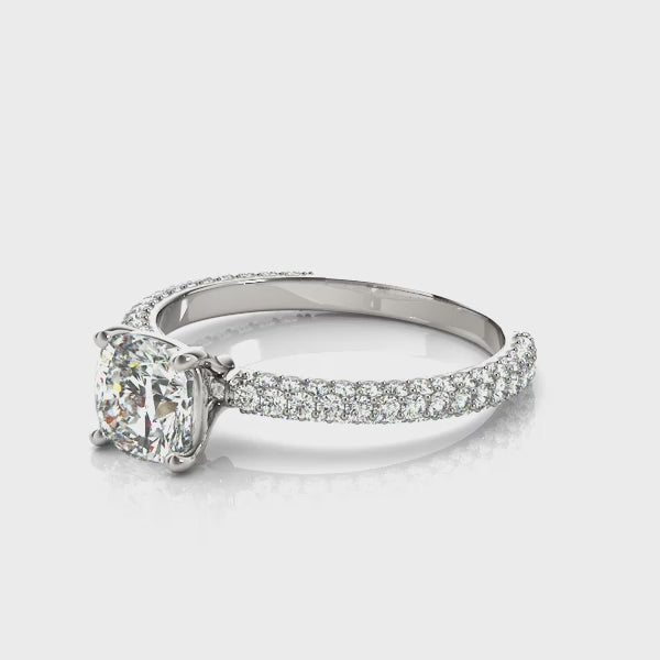 Cushion-Cut Pave Engagement Ring