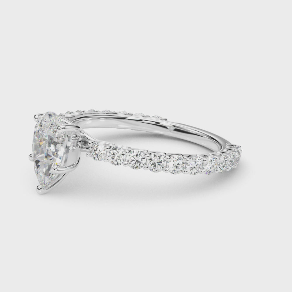 Pear-Cut Side Stone Engagement Ring