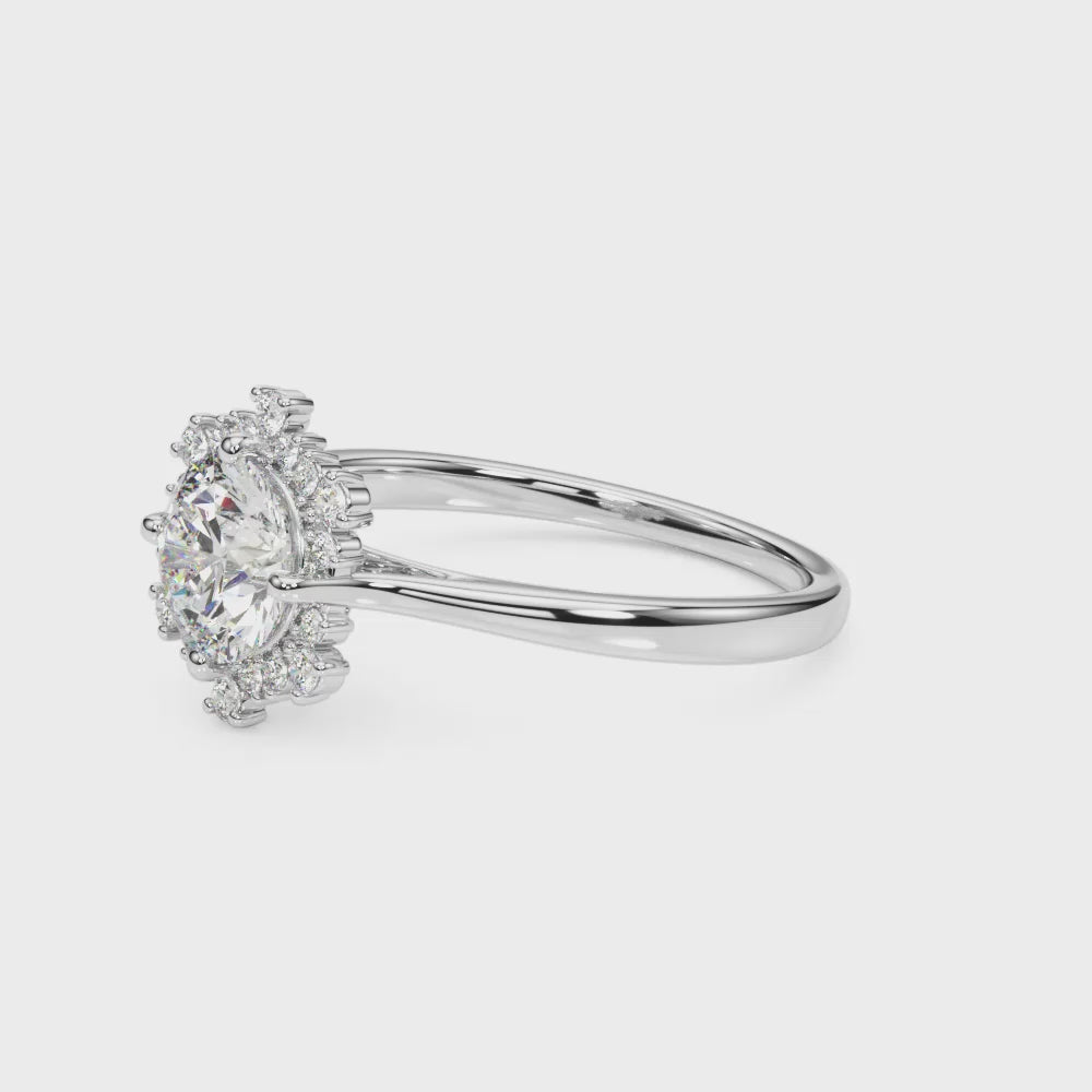 Solitaire Round-Cut Halo Engagement Ring