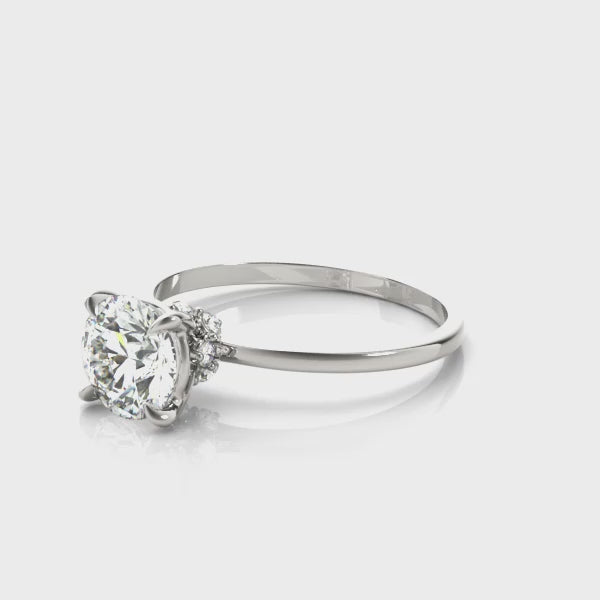 Round Solitaire Hidden Halo Engagement Ring