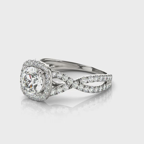 Round Twist Halo Engagement Ring