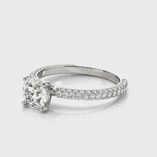Pave Round Diamond Engagement Ring