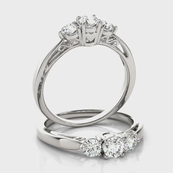Hidden Heart Three-Stone Engagement Ring