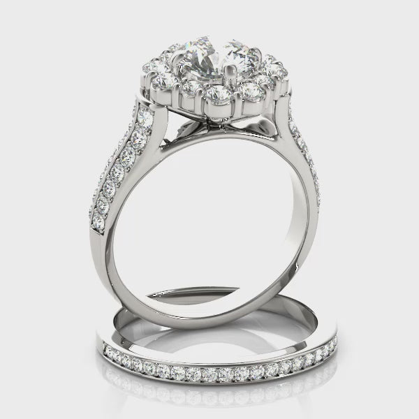 Multirow Side Stone Engagement Ring