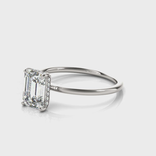 Solitaire Emerald Hidden Halo Ring