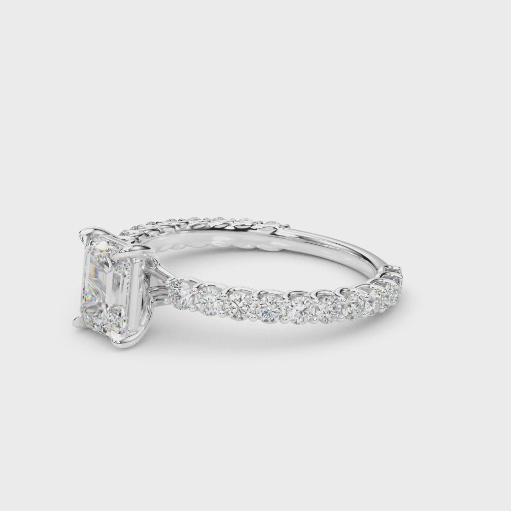 Emerald-Cut Side Stone Engagement Ring