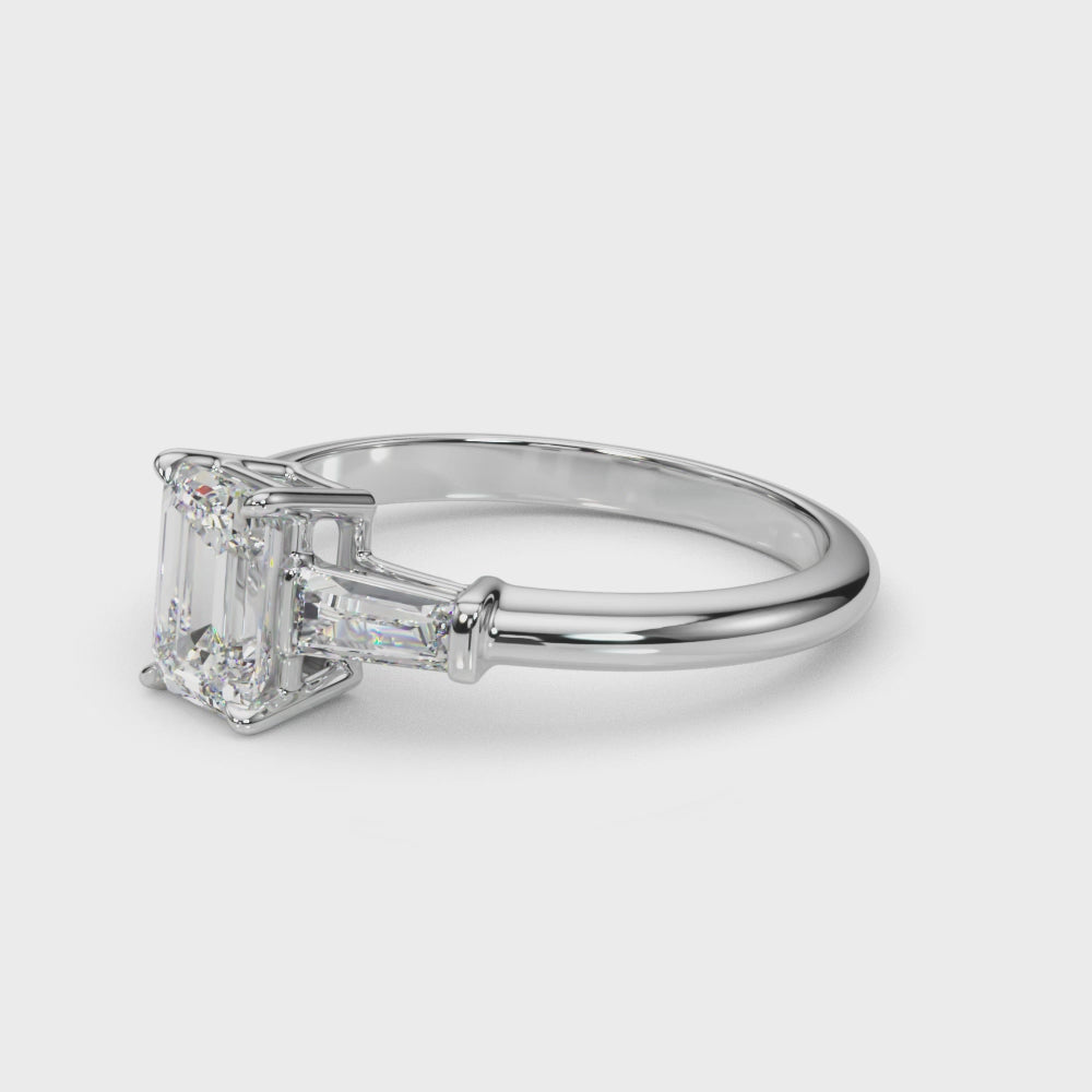 Emerald-Cut Three-Stone Engagement Ring