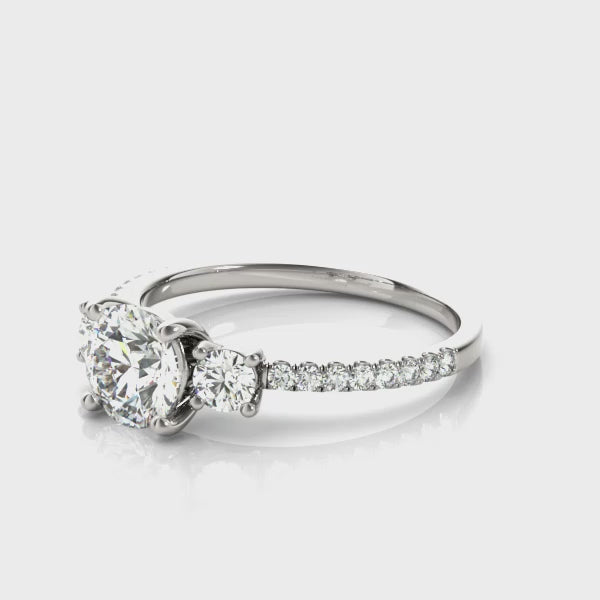 Round-Cut Side Stone Engagement Ring