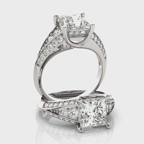 Princess-Cut Multirow Vintage Engagement Ring