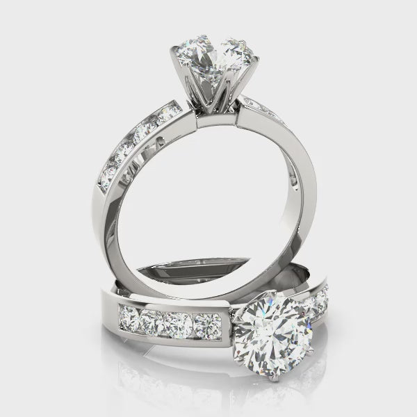Round Side Stone Engagement Ring