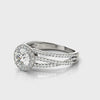 Multirow Round-Cut Halo Engagement Ring