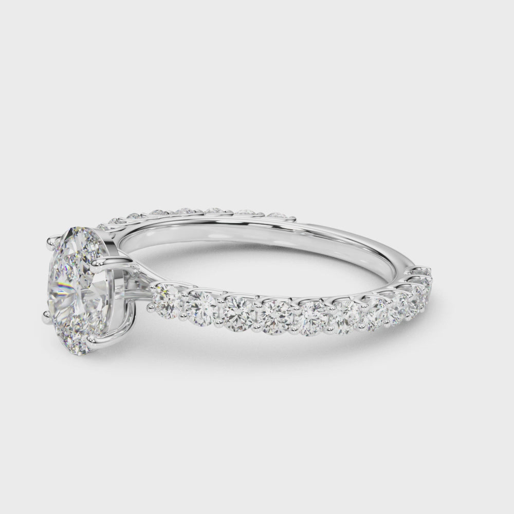 Oval Side Stone Engagement Ring