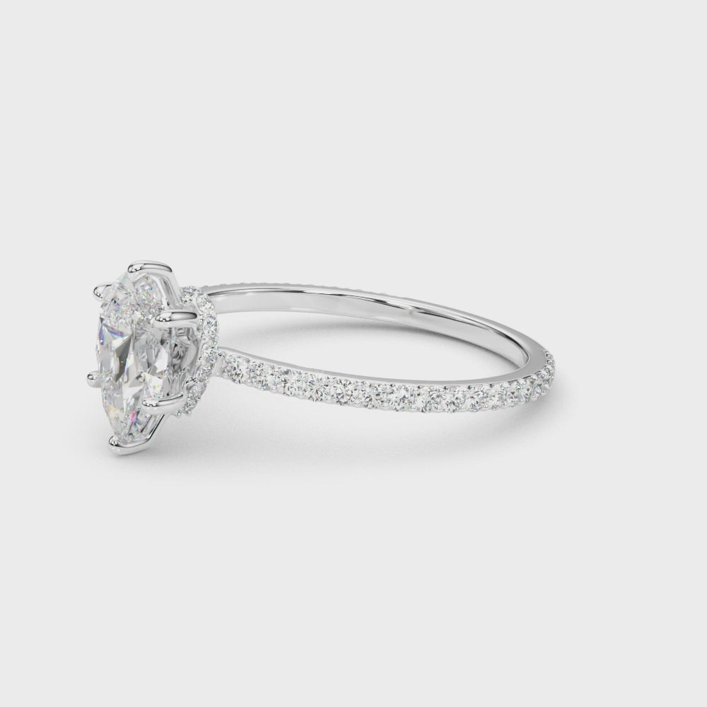Pear-Cut Hidden Halo Engagement Ring