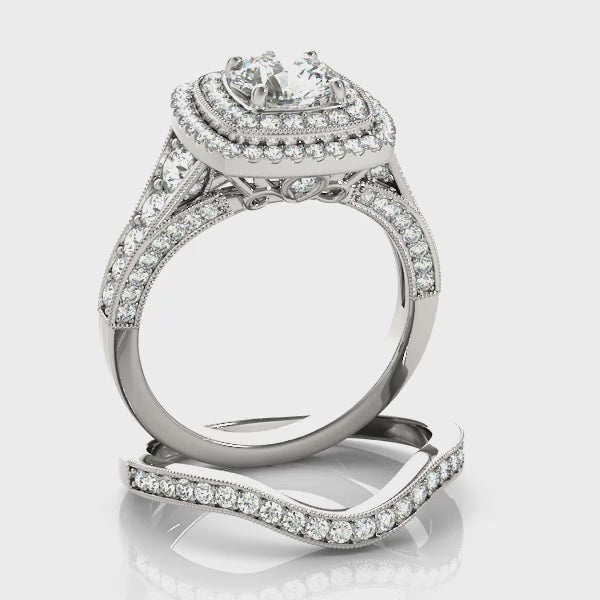 Round Double Halo Engagement Ring