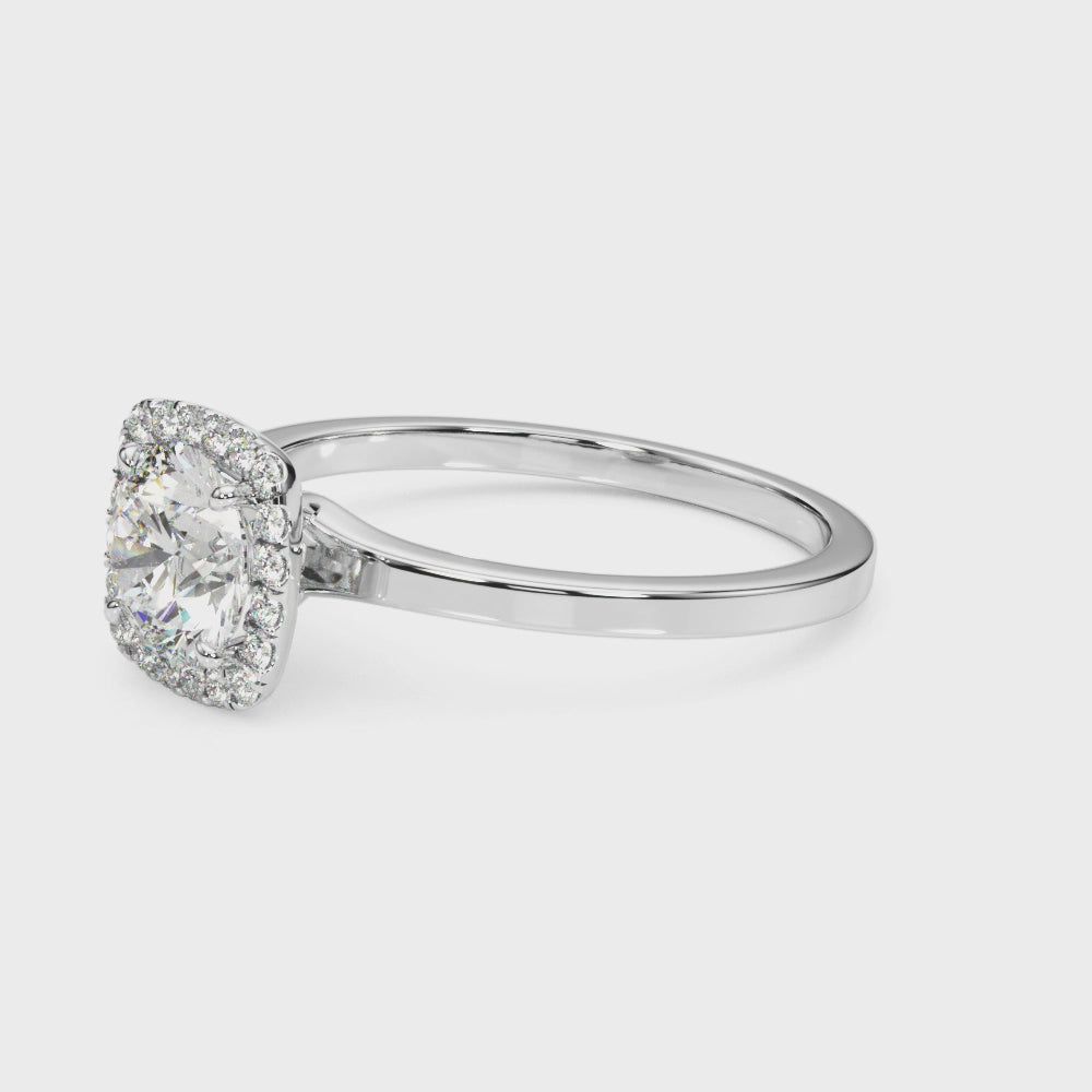 Round Solitaire Halo Engagement Ring