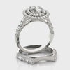 Round Double Halo Ring With Side Stones