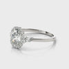 Three-Stone Oval Halo Engagement Ring