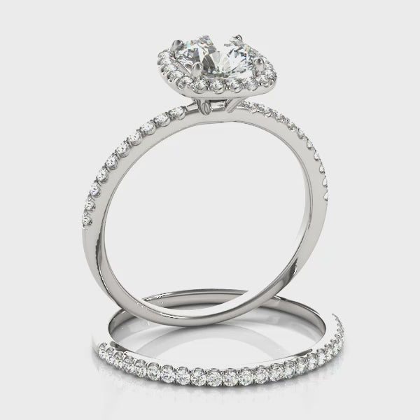 Round Diamond Square Halo Engagement Ring