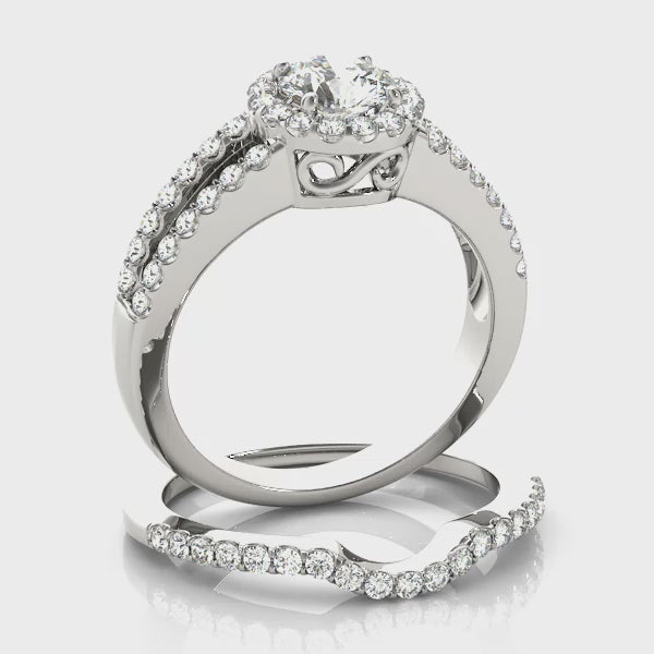 Round Multirow Halo Engagement Ring