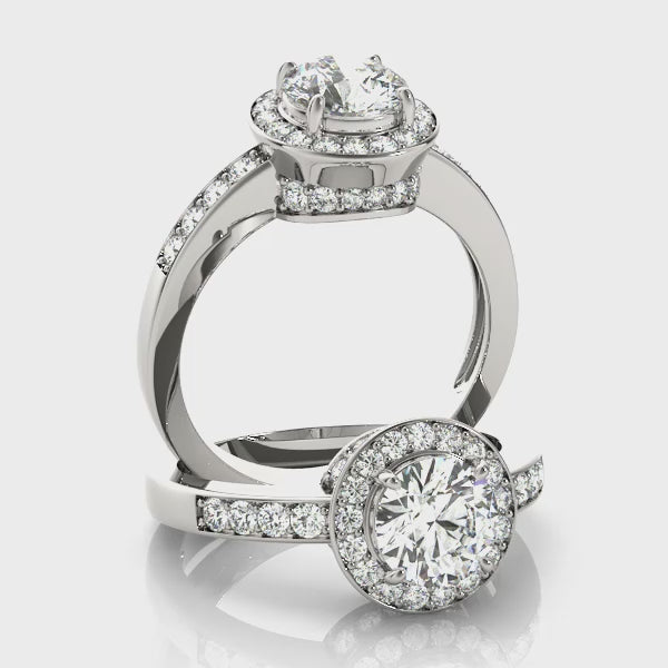 Side Stone Halo Engagement Ring