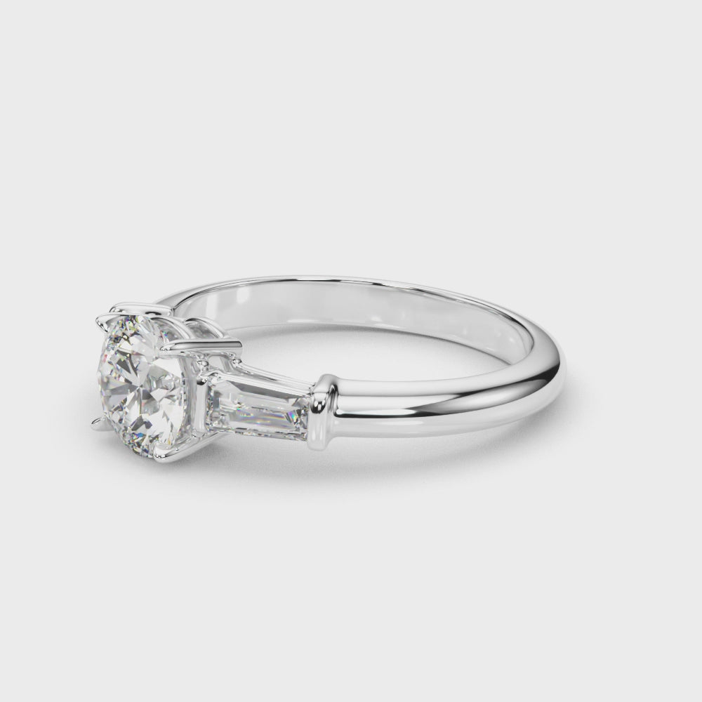 Round-Cut Baguette Engagement Ring