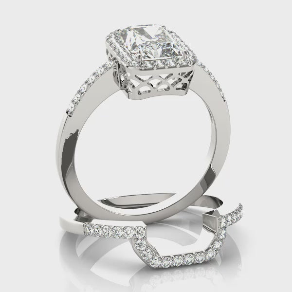 Multirow Emerald-Cut Engagement Ring