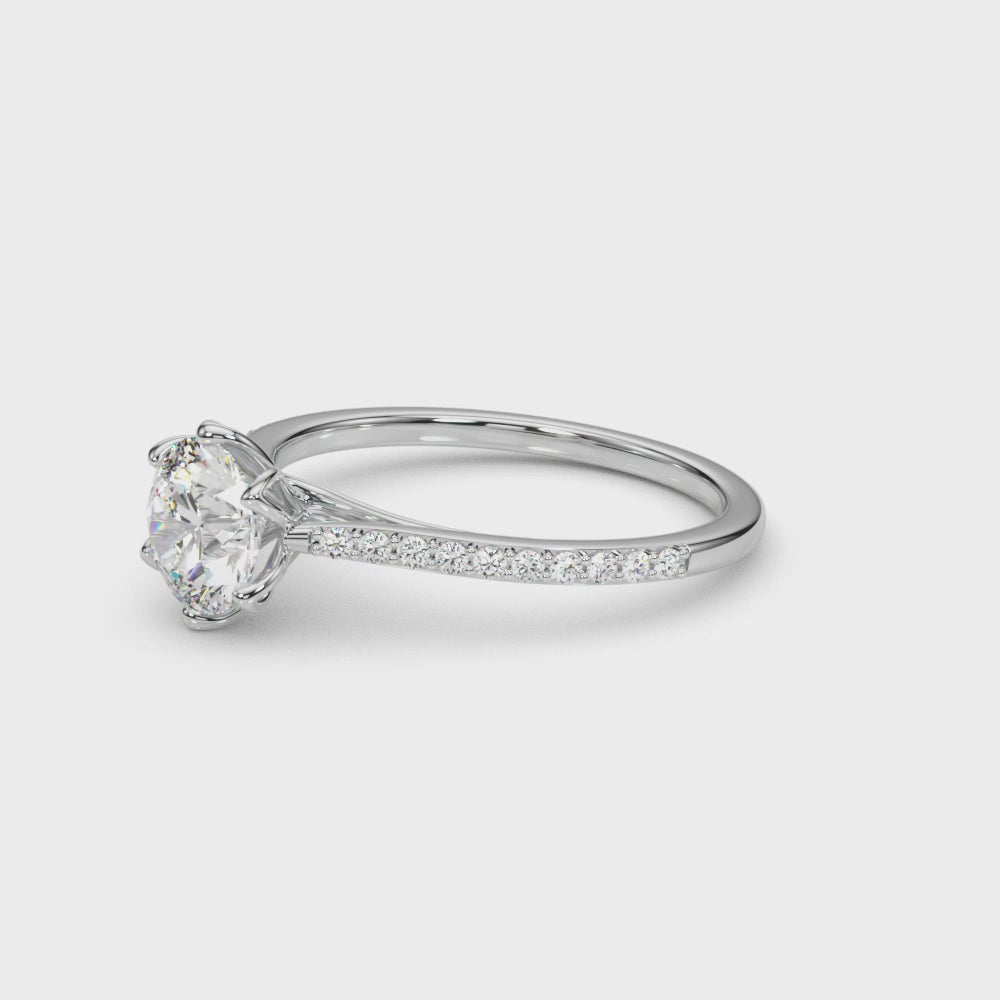 Round Side Stone Engagement Ring