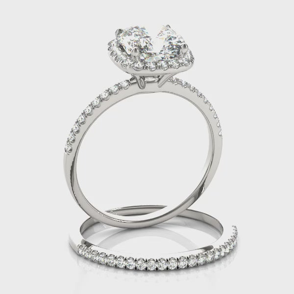 Squared Halo Cushion-Cut Diamond Engagement Ring