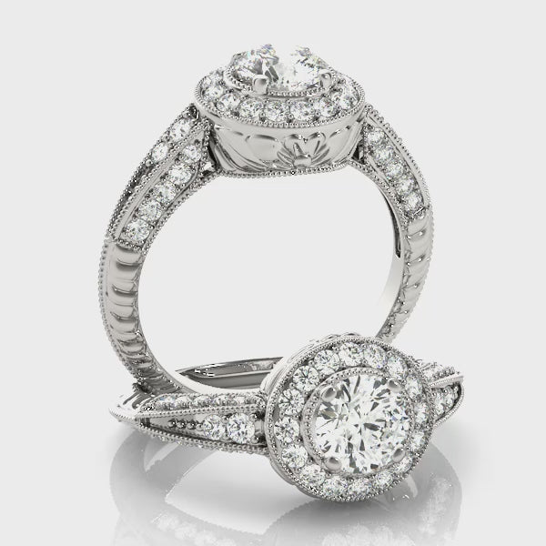 Round Halo Vintage Engagement Ring