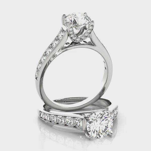 Round Diamond Hidden Halo Engagement Ring