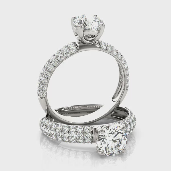 Pave Round Diamond Engagement Ring