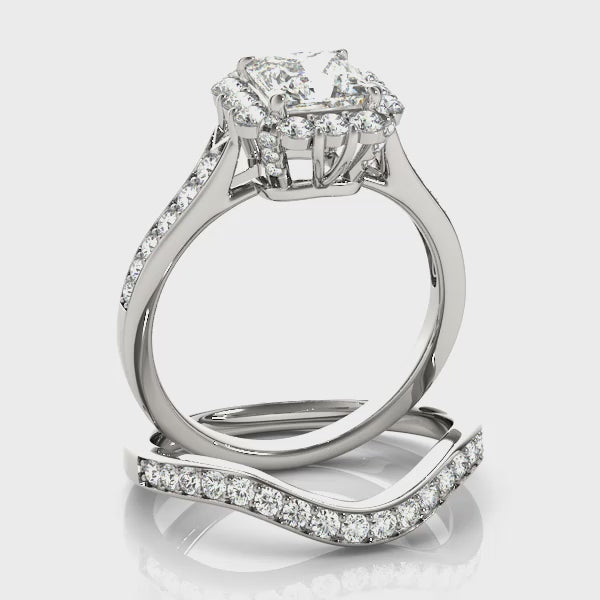 Princess-Cut Squared Halo Engagement Ring