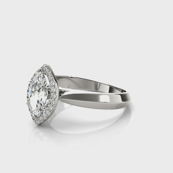 Solitaire Marquise Diamond Halo Engagement Ring