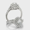 Double Pear Halo Engagement Ring