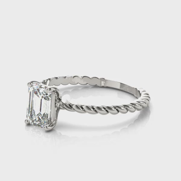 Emerald-Cut Twist Engagement Ring