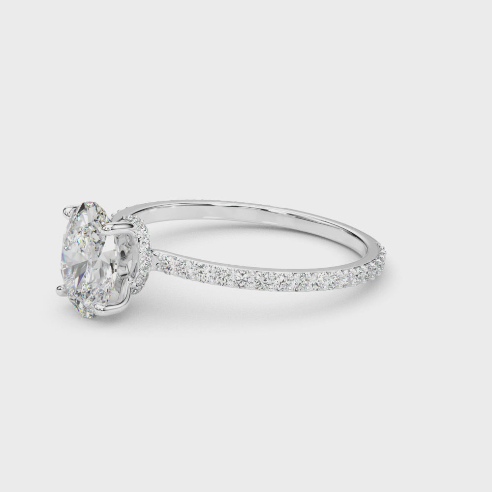 Oval Hidden Halo Engagement Ring