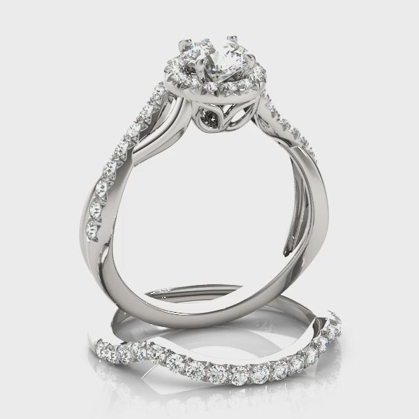 Round Twist Halo Engagement Ring