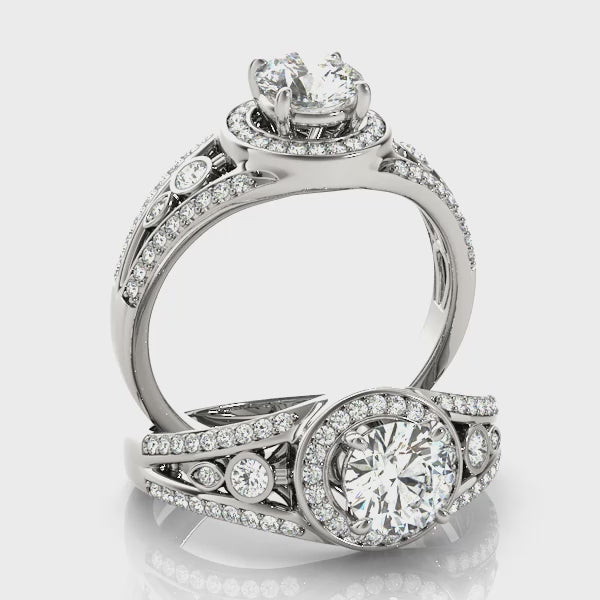Vintage Round Diamond Halo Engagement Ring