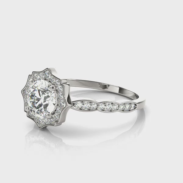 Fine Round Halo Engagement Ring
