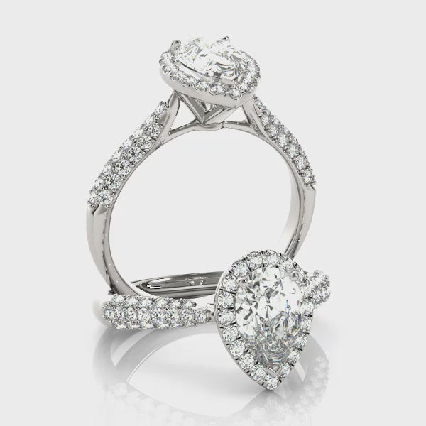 Pear Pave Halo Engagement Ring