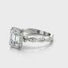 Emerald-Cut Twist Halo Engagement Ring