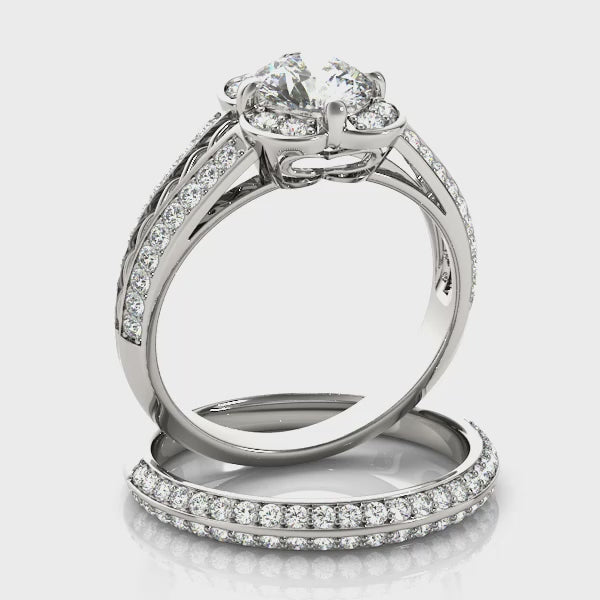 Multirow Halo Engagement Ring