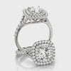 Squared Double Halo Engagement Ring